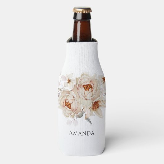 Elegante Bloemen Gepersonaliseerde Fleskoeler Flesjeskoeler (Fles Voorkant)