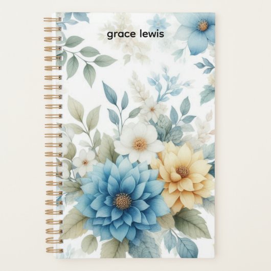 Elegante Bloemen Gepersonaliseerde Kantoor Planner (Voorkant)
