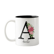 Elegante Bloemen Gepersonaliseerde Monogram Koffie