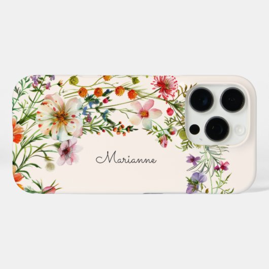 Elegante bloemen gepersonaliseerde naam Case-Mate iPhone case (Achterkant (horizontaal))
