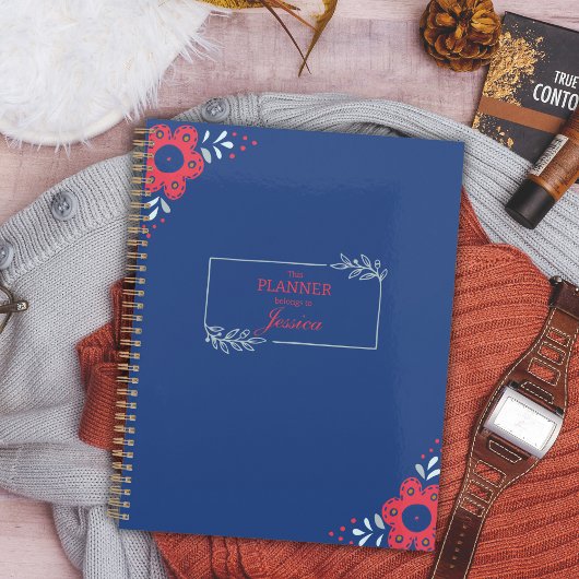 Elegante bloemen gepersonaliseerde planner