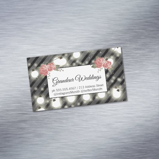 Elegante Bloemen / Gesprokkelde Krijt / Nachtlicht Magnetisch Visitekaartje (Voorbeeld)