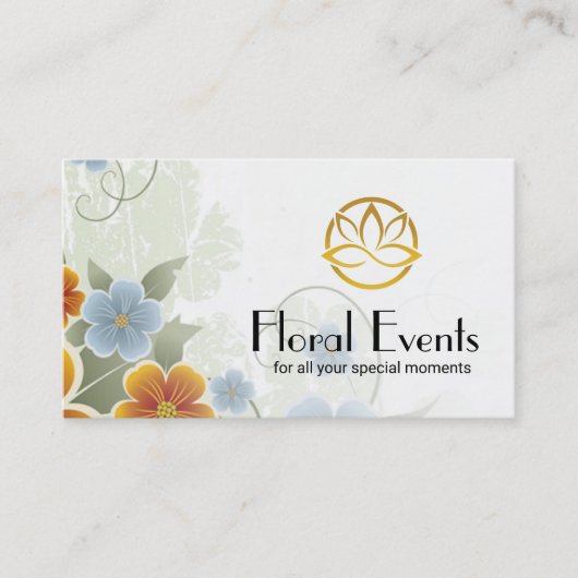 Elegante Bloemen | Gestileerd Bloem Logo Visitekaartje (Voorkant)