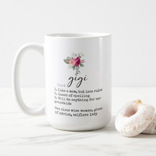 Elegante Bloemen Gigi Definition 15oz Koffie Mok (Met donut)