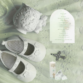 Elegante bloemen gloeiende kruis doop uitnodiging