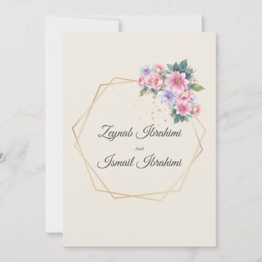 Elegante Bloemen Goud Arabisch Islamitische Moslim Kaart (Achterkant)