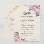 Elegante Bloemen Goud Arabisch Islamitische Moslim Kaart (Voorkant / Achterkant)