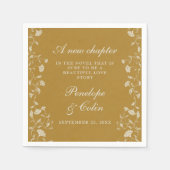 Elegante  Bloemen Goud Bibliotheek Bruiloft Servet (Voorkant)