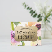 Elegante Bloemen Goud | Bruidsmeisje Kaart (Staand voorkant)