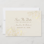 Elegante  Bloemen Goud Bruiloft Save The Date (Voorkant)