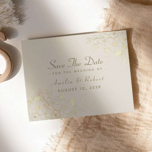 Elegante  Bloemen Goud Bruiloft Save The Date
