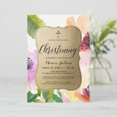 Elegante bloemen goud | doop kaart (Staand voorkant)