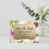 Elegante bloemen goud | Save the date Aankondigingskaart (Staand voorkant)