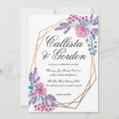 Elegante Bloemen Goud Terrarium Waterverf bruiloft Kaart (Voorkant)