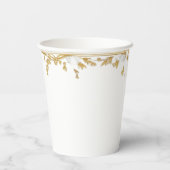 Elegante Bloemen Goud Wit Chinoiserie bruiloft Papieren Bekers (Achterkant)