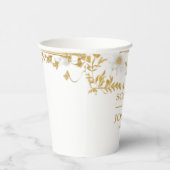 Elegante Bloemen Goud Wit Chinoiserie bruiloft Papieren Bekers (Rechts)