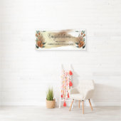Elegante Bloemen Goud Wit Gefeliciteerd bruiloft Spandoek (Insitu)