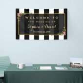 Elegante Bloemen Gouden Folie Trouwfeest Custom Spandoek (Beurs)