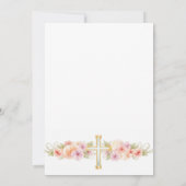 Elegante Bloemen Gouden Kruis Doopsel Kaart (Achterkant)