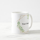 Elegante Bloemen Grijs Custom Name Koffiemok (Voorkant rechts)