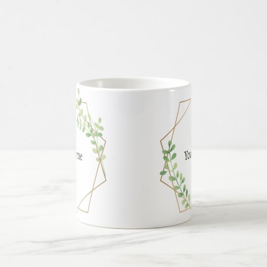 Elegante Bloemen Grijs Custom Name Koffiemok (Center)