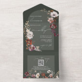 Elegante Bloemen Groen Alles In Een Trouwuitnodigi All In One Uitnodiging (Binnen)