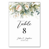 Elegante bloemen & groen bruiloft tafel nummers kaart (Achterkant)