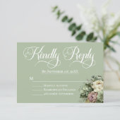 Elegante Bloemen Groen en Wit Trouwen RSVP Informatiekaartje (Staand voorkant)