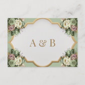Elegante Bloemen Groen en Wit Trouwen RSVP Informatiekaartje (Achterkant)