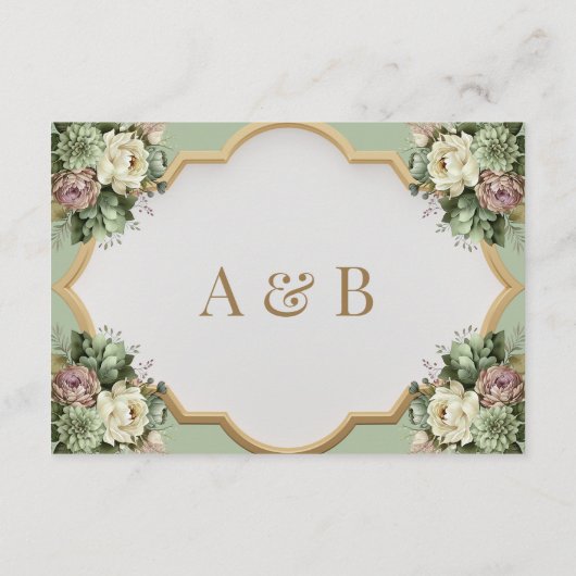 Elegante Bloemen Groen en Wit Trouwen RSVP Informatiekaartje (Achterkant)