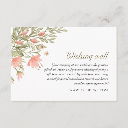 Elegante Bloemen Groen Trouwen Wensen Goed Informatiekaartje (Voorkant)
