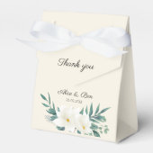 Elegante bloemen groen wit zwart gunst box bedankdoosjes (Voorkant Zijde)