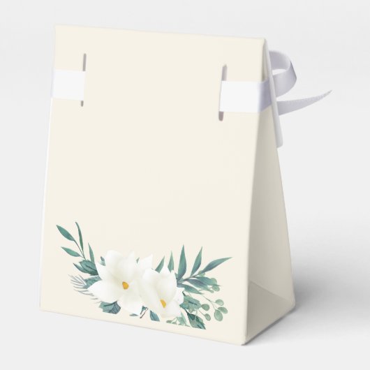 Elegante bloemen groen wit zwart gunst box bedankdoosjes (Achterkant)