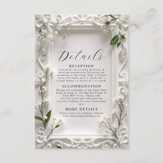 Elegante bloemen Groene Bladeren Bloemen Details Informatiekaartje (Voorkant)