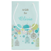 Elegante Bloemen Groene en Grijze Bruid Dank u Klein Cadeauzakje (Achterkant)