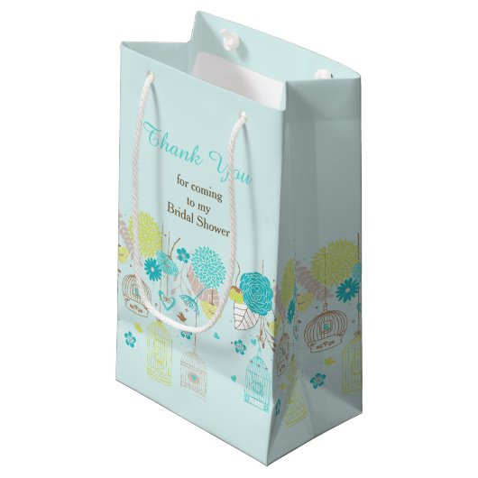 Elegante Bloemen Groene en Grijze Bruid Dank u Klein Cadeauzakje (Voorkant Gekanteld)