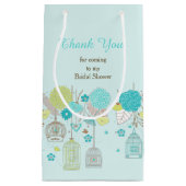 Elegante Bloemen Groene en Grijze Bruid Dank u Klein Cadeauzakje (Voorkant)