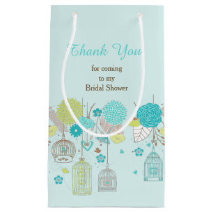 Elegante Bloemen Groene en Grijze Bruid Dank u Klein Cadeauzakje