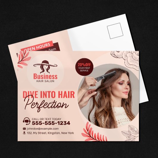 Elegante Bloemen Haar Salon Hair Stylist Make-up A Briefkaart