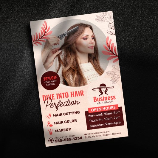 Elegante Bloemen Haar Salon Hair Stylist Make-up A Flyer