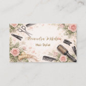 Elegante Bloemen Haarstudio Zakelijk Visitekaartje (Voorkant)