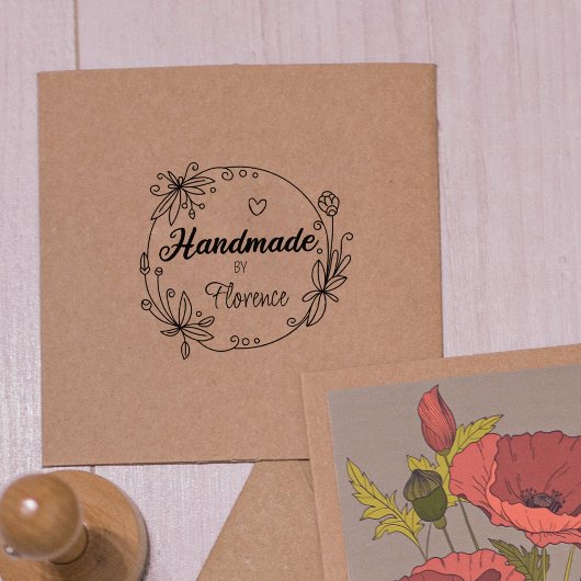 Elegante bloemen handgemaakt rubberstempel