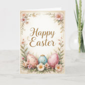 Elegante Bloemen Happy Easter Greeting Kaart (Voorkant)