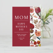 Elegante Bloemen Happy Moederdag Feestdagenkaart (Staand voorkant)