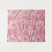 Elegante Bloemen "Happy Wedding" Tapestry – Groot Wandkleed (Voorkant (horizontaal))