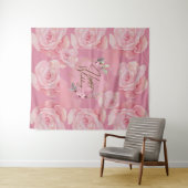Elegante Bloemen "Happy Wedding" Tapestry – Groot Wandkleed (In Situ (horizontaal))