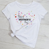 Elegante Bloemen Hart Happy Moederdag T-shirt