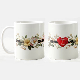 Elegante Bloemen Hart Koffie Mok
