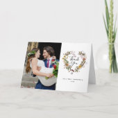 Elegante Bloemen Hart Land Trouwfoto Bedankkaart (Voorkant)