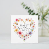 Elegante Bloemen Hart Lente Huwelijksgroet Kaart (Staand voorkant)